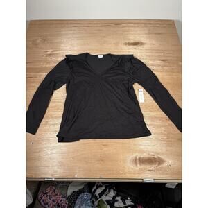 NWT Chico's Black Long Puff Style Sleeve Blouse T-shirt Plus Size 2 MSRP$69.50